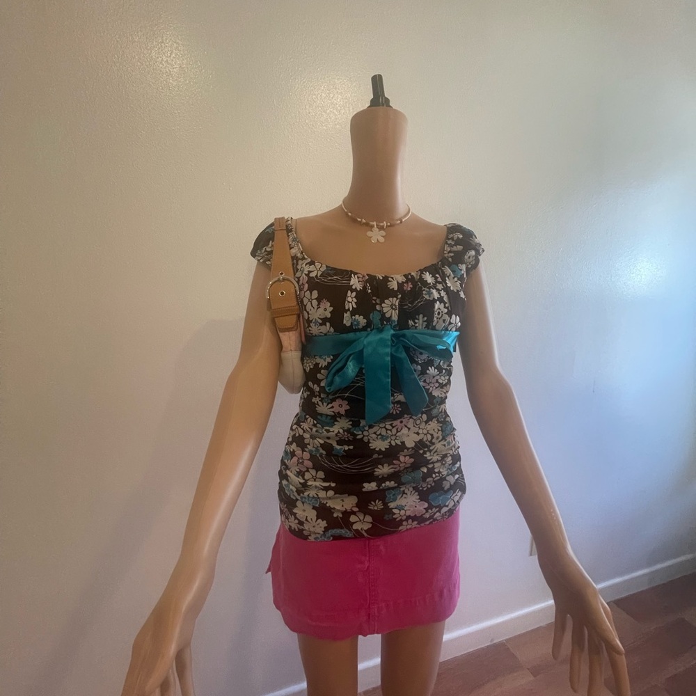 Floral Top with Teal Accent